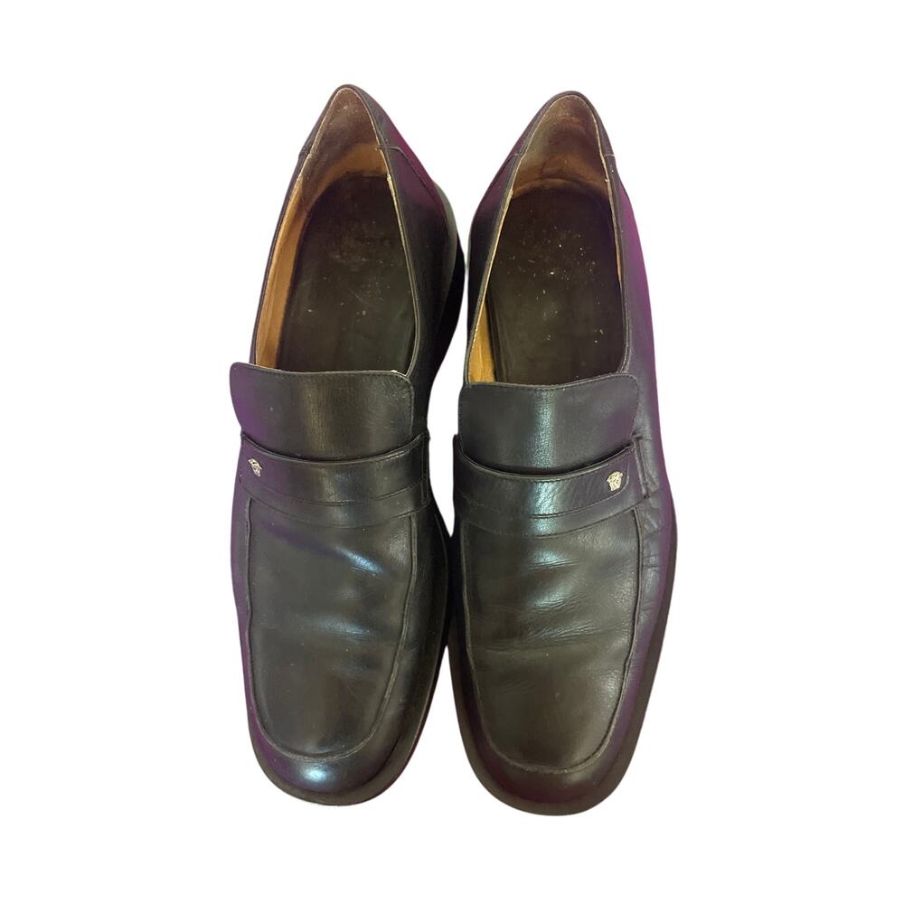 VERSACE Men's Black Loafer Medusa Shoes Leather Casual Luxury Size 44 10 - 10.5